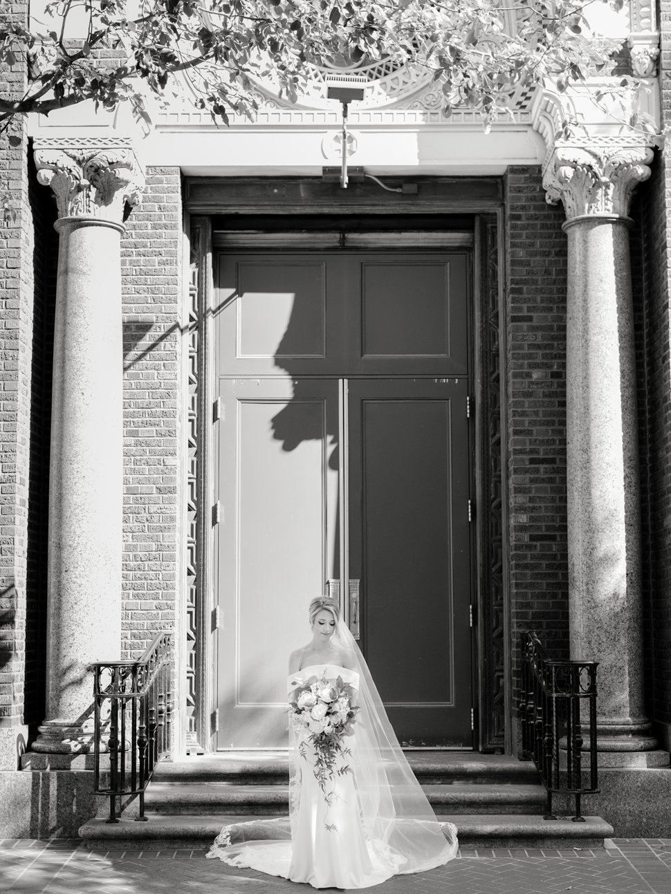 bride in front of immaculate conception new orleans wedding photographer
