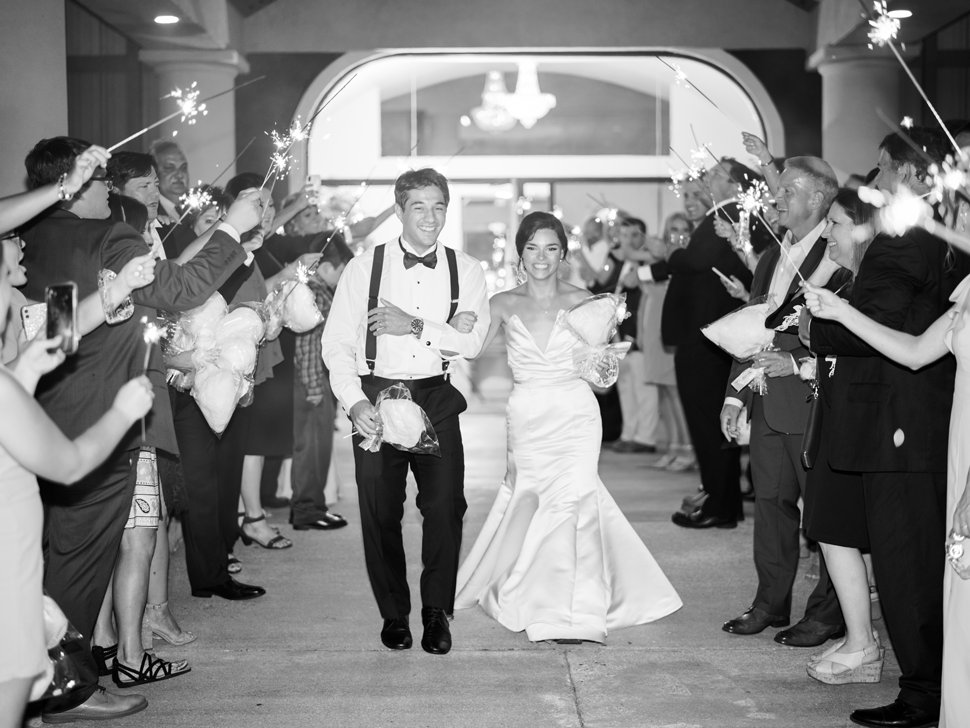 bride & groom exit at cypress columns thibodaux wedding photographer